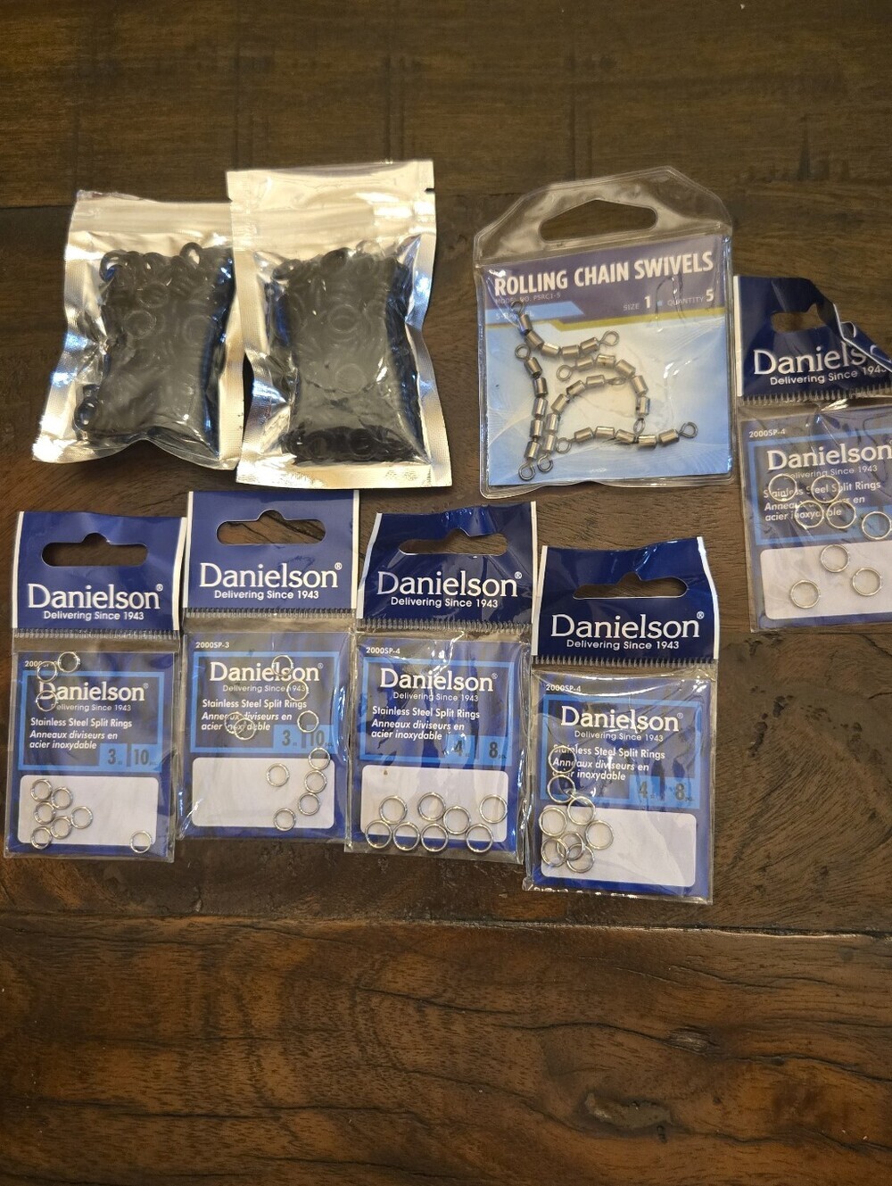 Fishing Lot Stainless Steel Split Rings Chain Swivels And Whacky Rubber Rings
